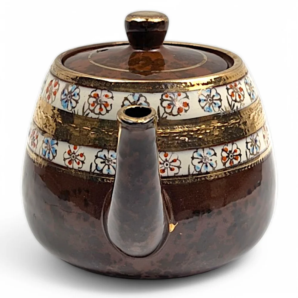 Arthur Wood Teapot 4645 Vintage Ceramic Brown Gold Tone Trim Made in England